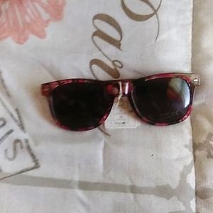 Pink/Red, Floral Sunglasses